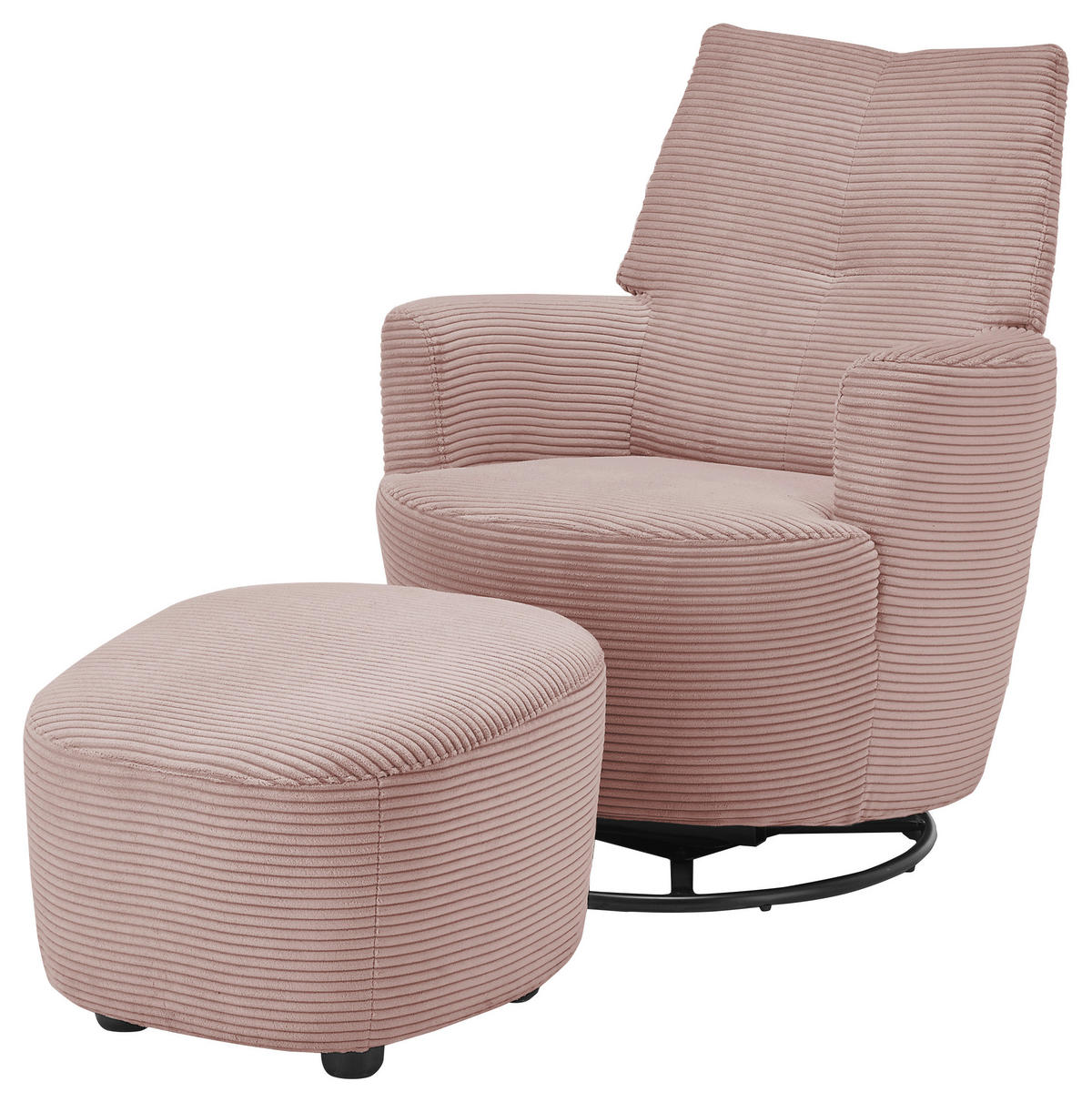 SESSEL Cord Rosa    - Schwarz/Rosa, Design, Textil/Metall (80/96/88cm) - SetOne by Musterring