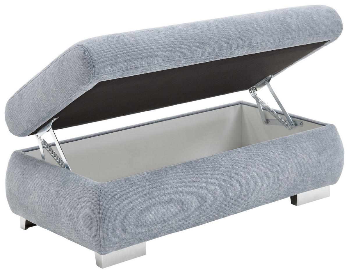ECKSOFA in Flachgewebe Hellblau  - Chromfarben/Hellblau, Design, Textil/Metall (301/260cm) - Beldomo Style