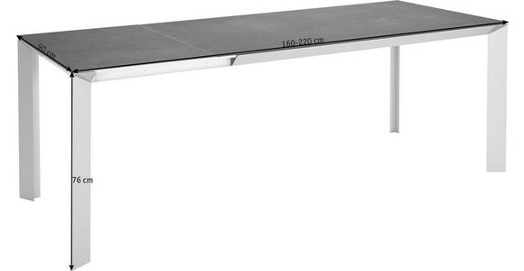 ESSTISCH rechteckig Schwarz, Silberfarben - Silberfarben/Alufarben, Design, Keramik/Metall (160(220)/90/76cm) - Novel