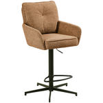 BARHOCKER Leinenoptik Schwarz, Rostfarben Eisen Stoffauswahl, Sitzfläche 360° drehbar  - Taupe/Rostfarben, Design, Textil/Metall (58/103-123/61cm) - Novel