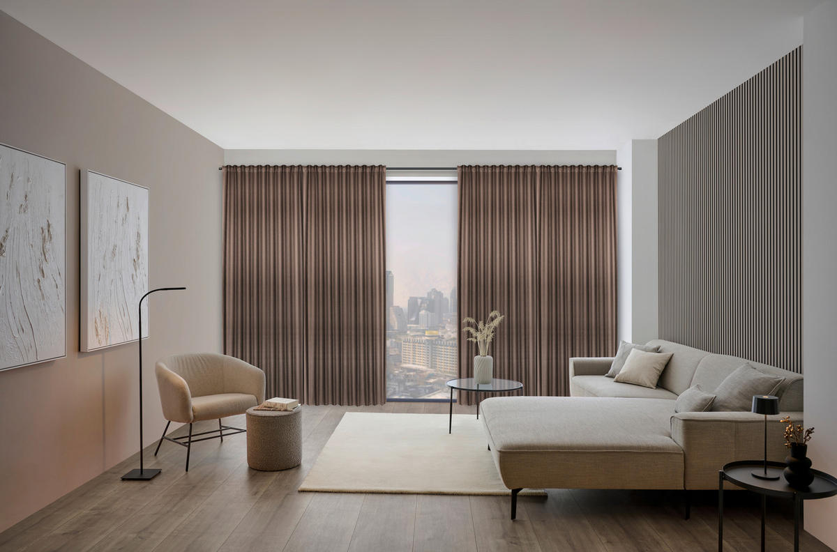 KÉSZFÜGGÖNY sötétítő  - barna, Konventionell, textil (140/245cm) - Dieter Knoll