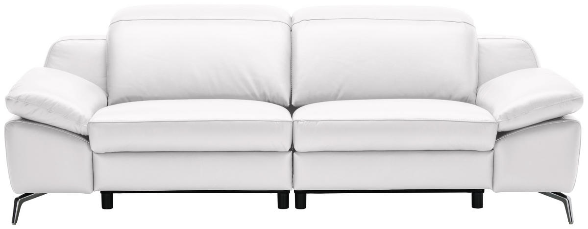 HÁROMÜLÉSES KANAPÉ bőr fehér  - krómszínű/fekete, Design, műanyag/bőr (234/83-99/110cm) - Celina Home