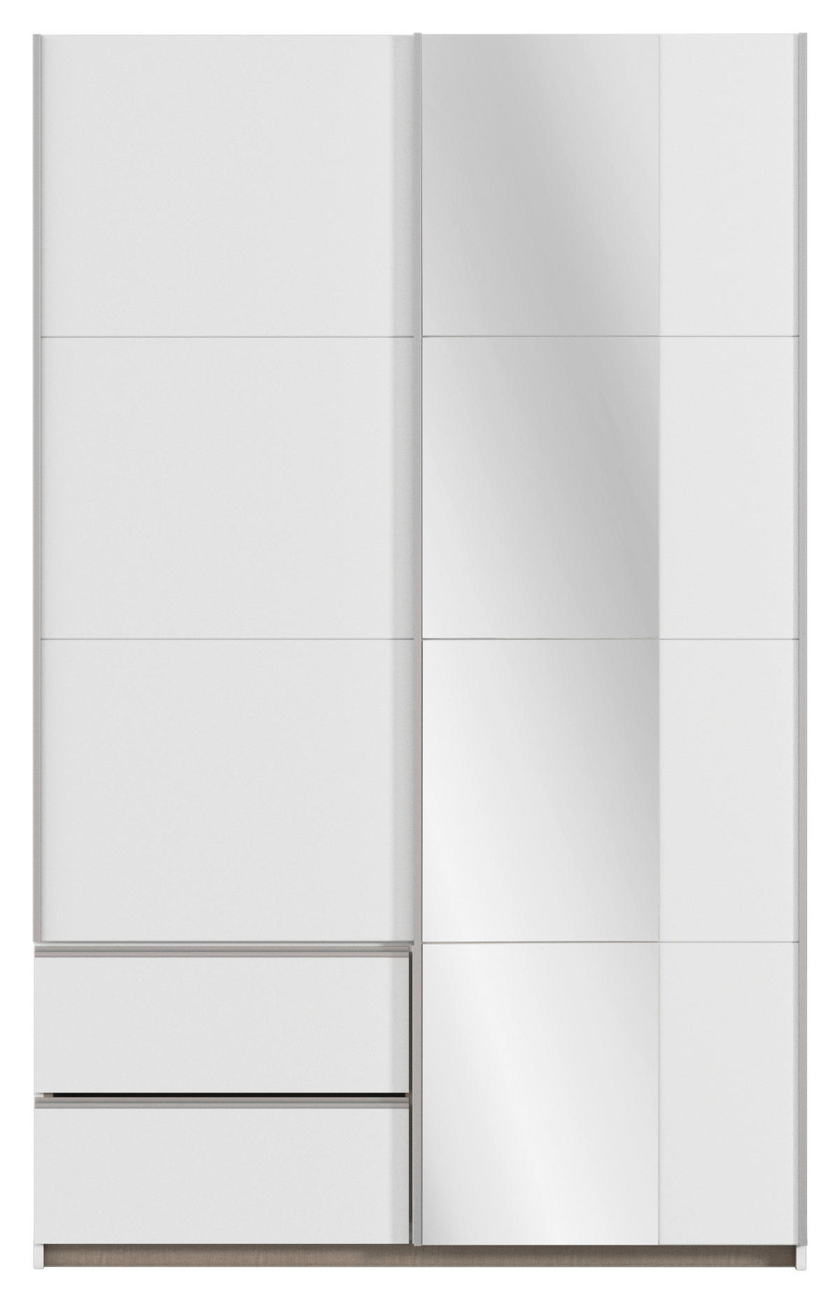 SCHWEBETÜRENSCHRANK  in Weiß  - Alufarben/Weiß, MODERN, Holzwerkstoff (131/210/59cm) - Rauch Möbel