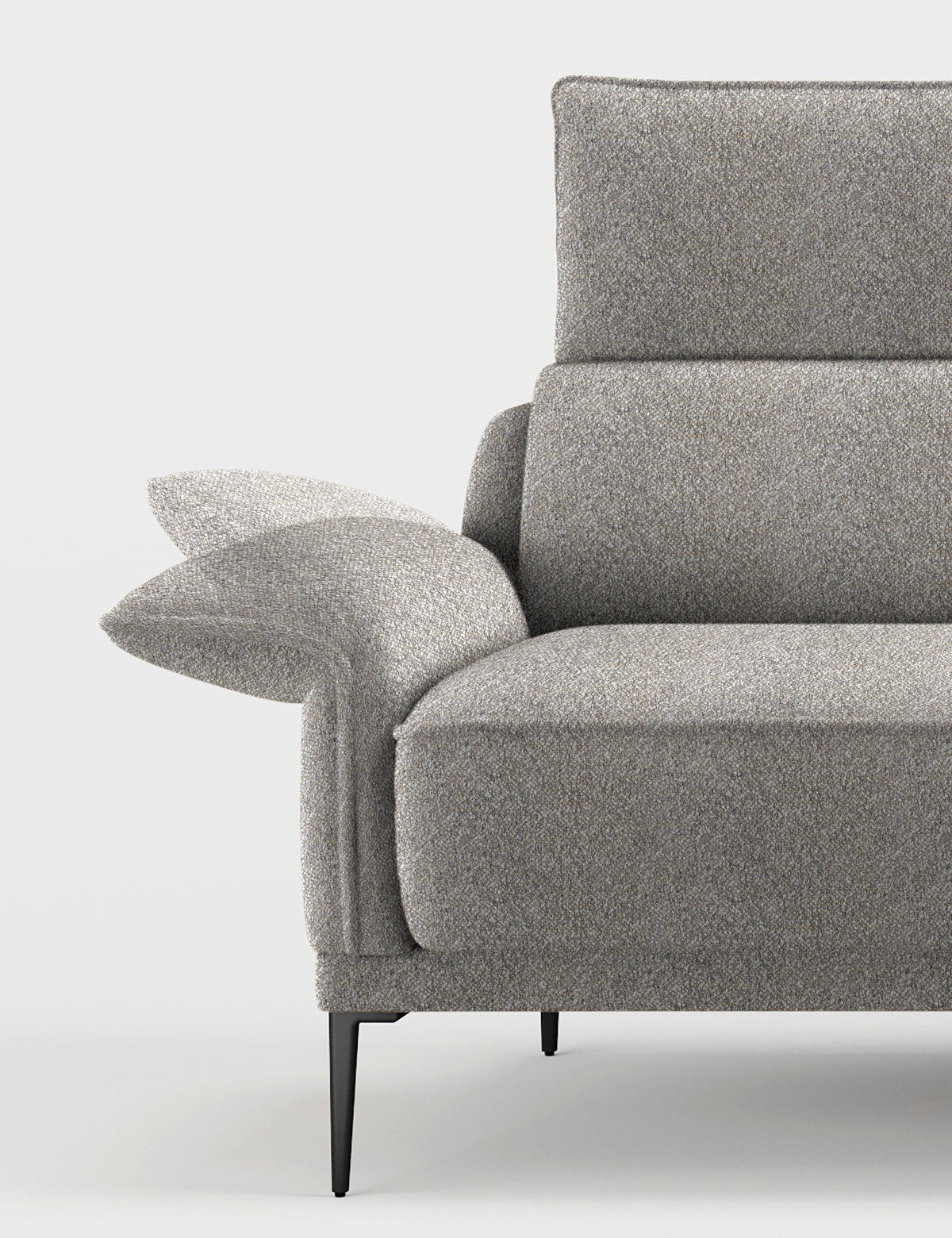 ECKSOFA in Bouclé Hellgrau  - Hellgrau/Schwarz, Design, Textil/Metall (330/186cm) - Johann Jakob