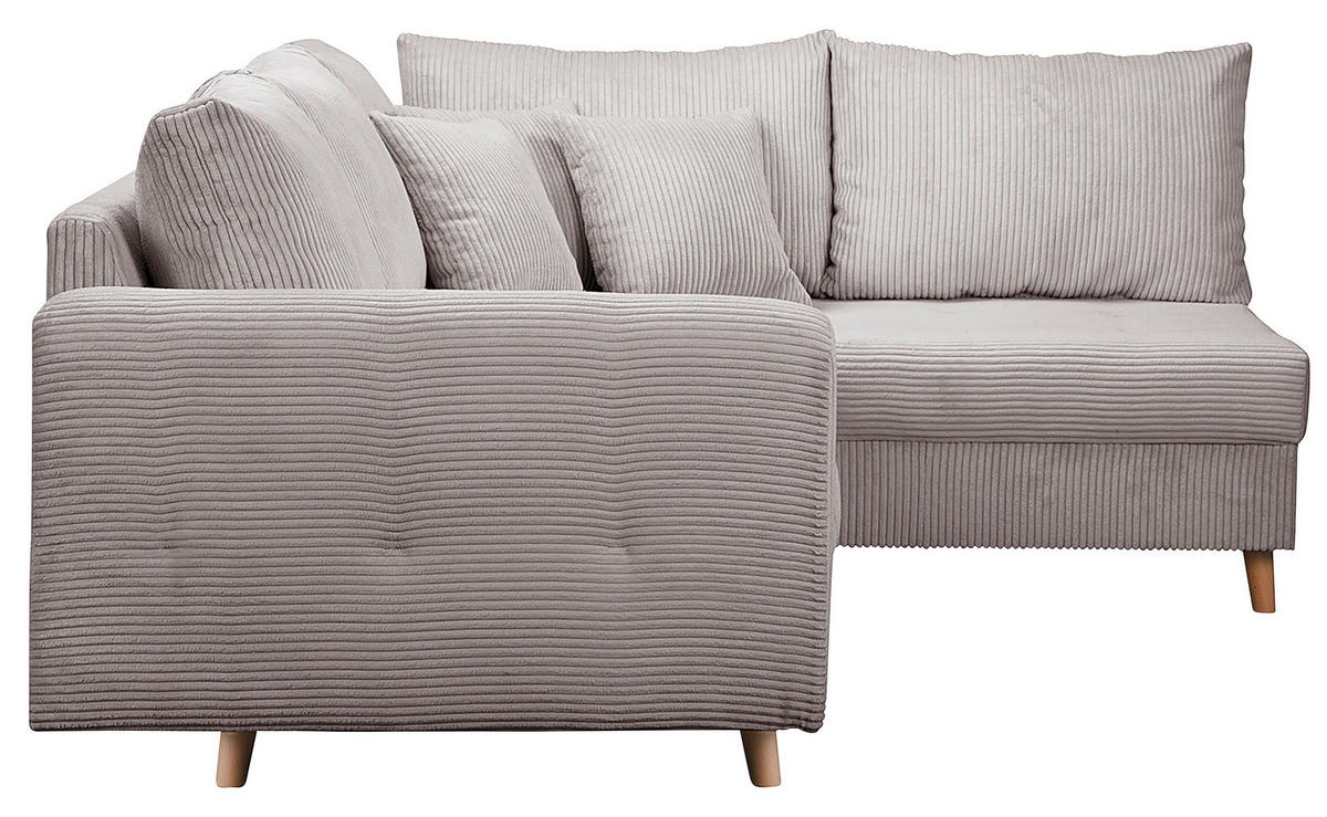 ECKSOFA Ariella Grau Cord  - Naturfarben/Grau, Design, Holz/Textil (231/161cm) - Livetastic