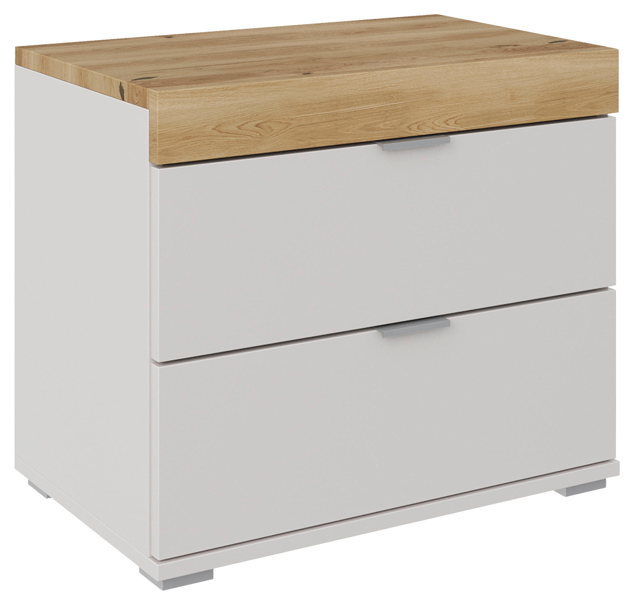 NACHTKÄSTCHEN in massiv Eiche Eichefarben, Hellgrau  - Eichefarben/Hellgrau, MODERN, Holz/Holzwerkstoff (55/48/37cm) - Xora