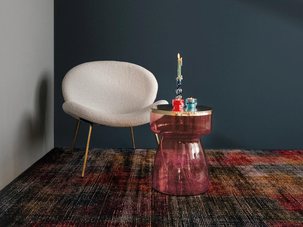BEISTELLTISCH Rosa, Goldfarben rund  - Goldfarben/Rosa, Design, Glas/Metall (36/48cm) - Kayoom