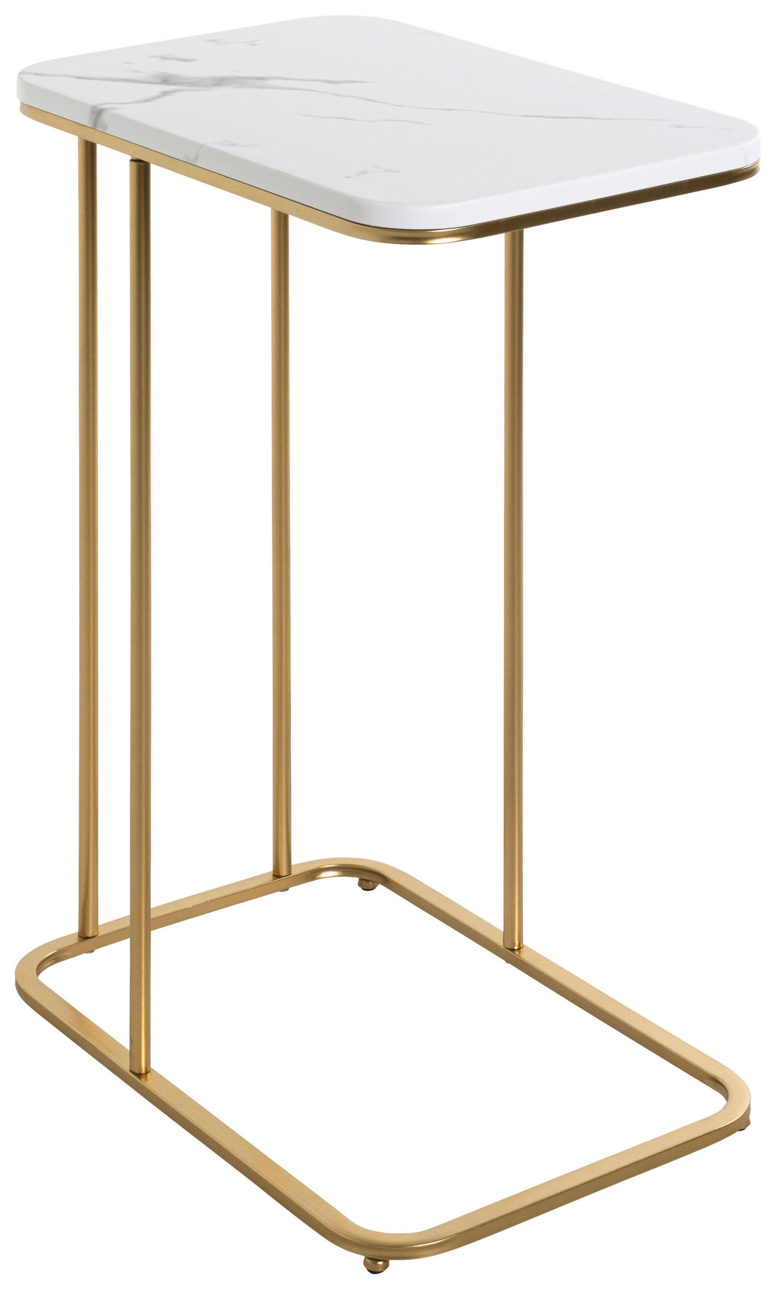 Masă Auxiliară din metal, material pe bază de lemn,  - alb/auriu, Trend, metal/material pe bază de lemn (45/67/30cm)