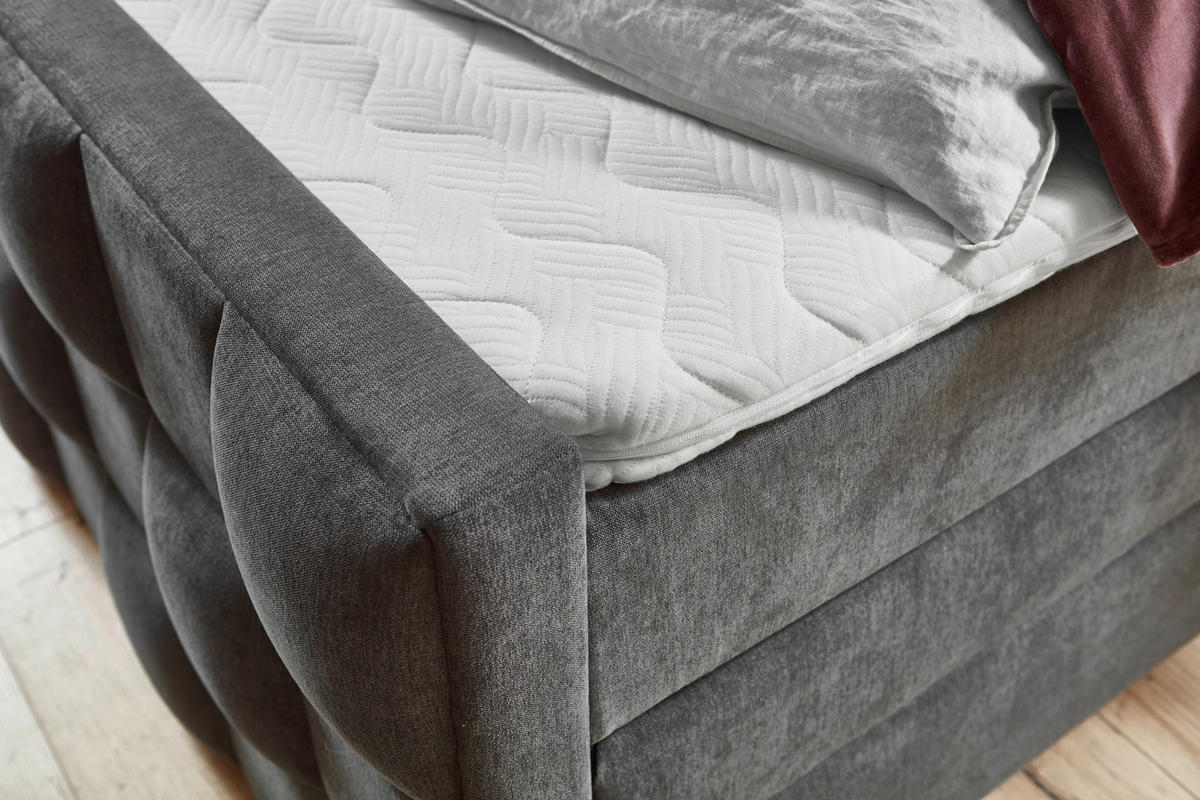 BOXSPRINGBETT 160/200 cm  in Grau  - Grau, MODERN, Kunststoff/Textil (160/200cm) - MID.YOU