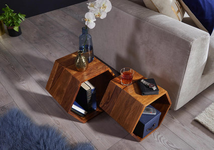 BEISTELLTISCHSET in Holz online kaufen ➤ XXXLutz Sechseckiges Beistelltischset aus Sheeshamholz