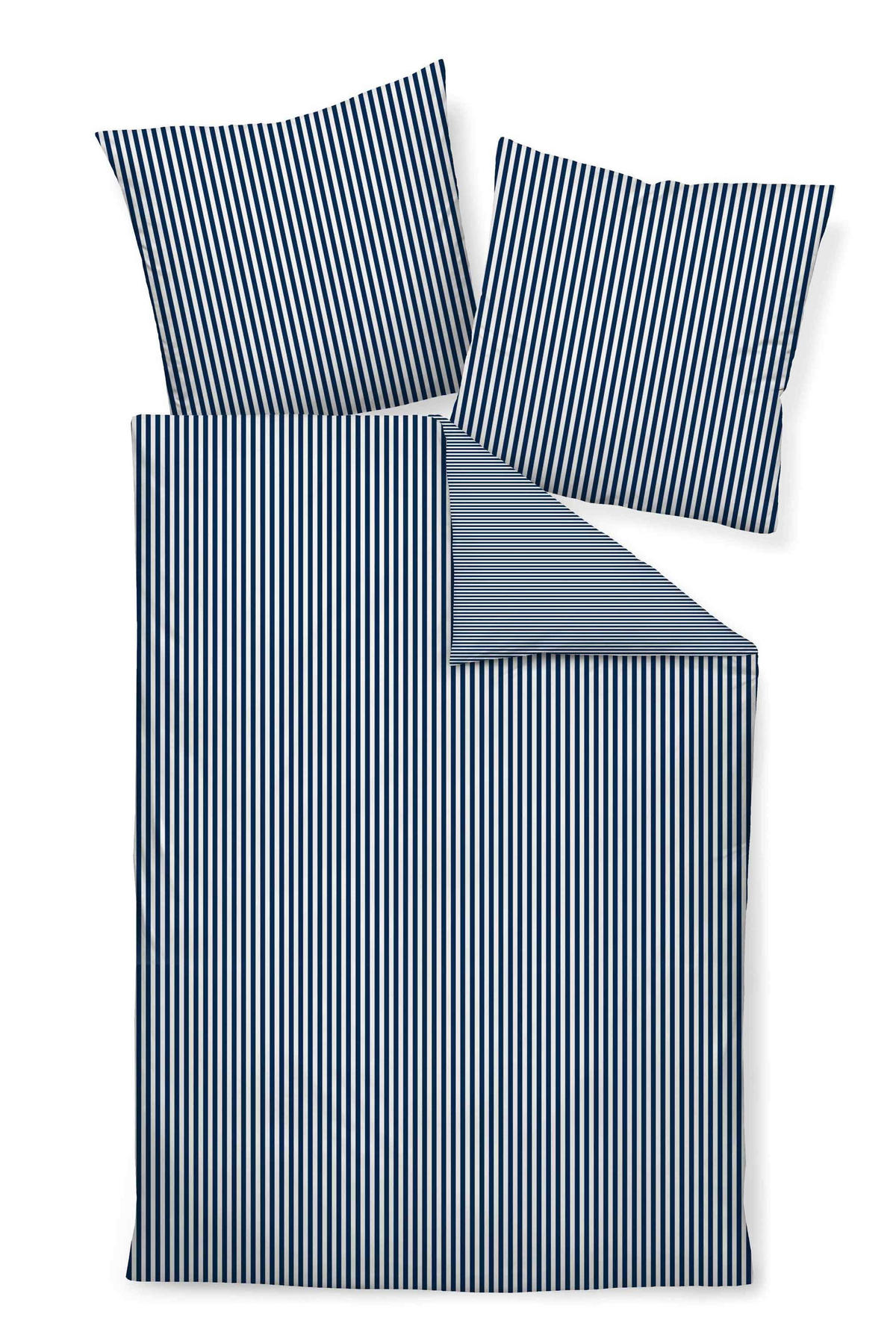 WENDEBETTWÄSCHE Giorgio Makosatin 155/220 cm  - Dunkelblau/Weiß, KONVENTIONELL, Textil (155/220cm) - Janine