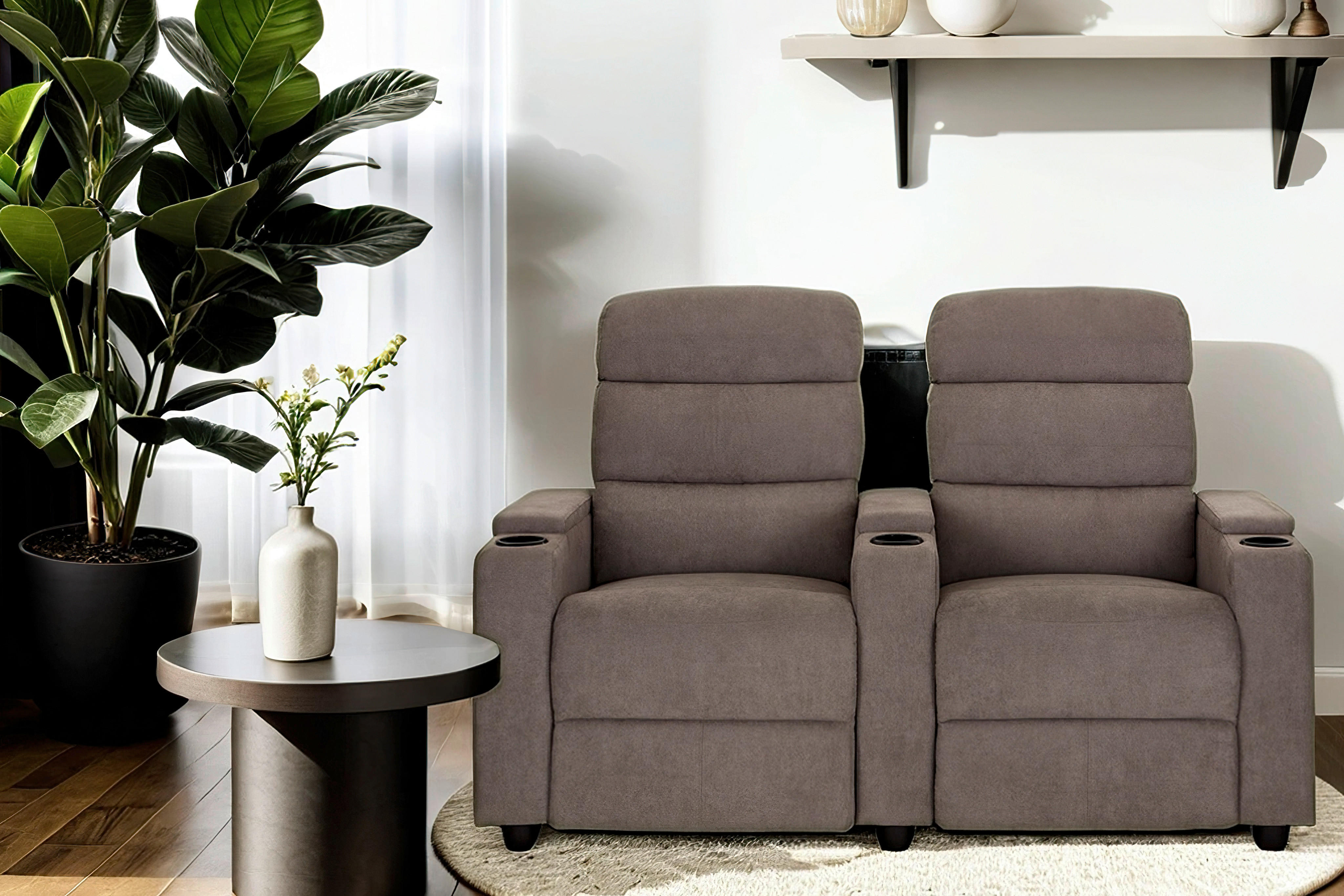 HEIMKINO-SOFA Mikrofaser Grau  - Schwarz/Grau, KONVENTIONELL, Kunststoff/Textil (164/107/90cm) - MID.YOU