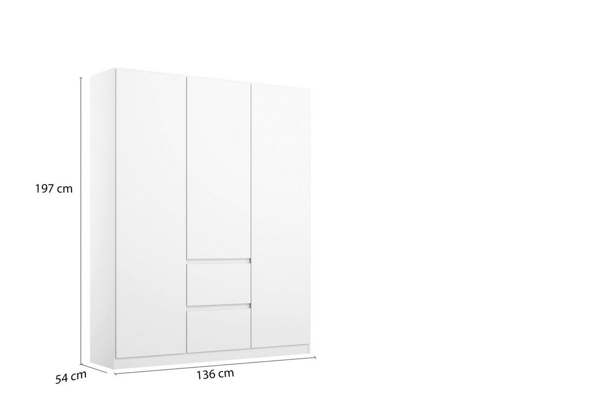 DREHTÜRENSCHRANK in Weiss  - Weiss, Basics, Holzwerkstoff (136/197/54cm) - Rauch Möbel