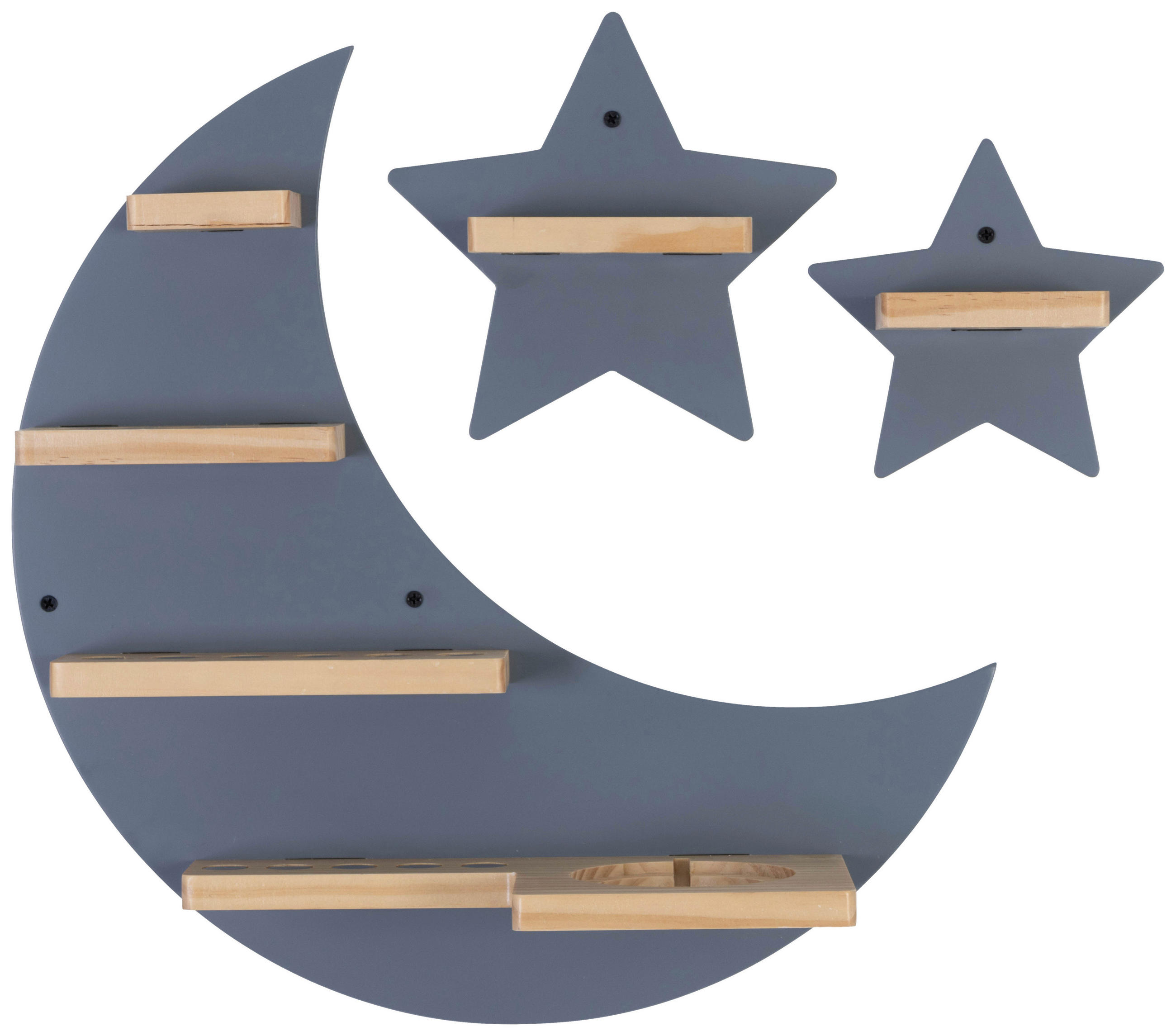 WANDREGAL Kiefer vollmassiv Grau, Naturfarben  - Naturfarben/Grau, MODERN, Holz/Holzwerkstoff - Ben'n'jen