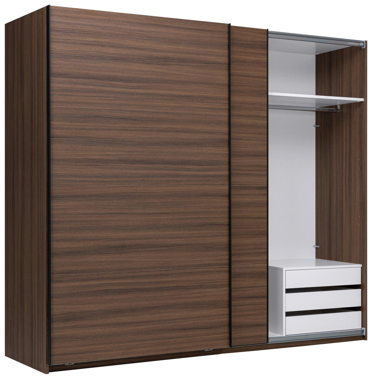 SCHIEBETÜRENSCHRANK 250/211,5/61,5 cm 2-türig Walnussfarben  - Walnussfarben/Schwarz, MODERN, Holzwerkstoff/Metall (250/211,5/61,5cm) - MID.YOU