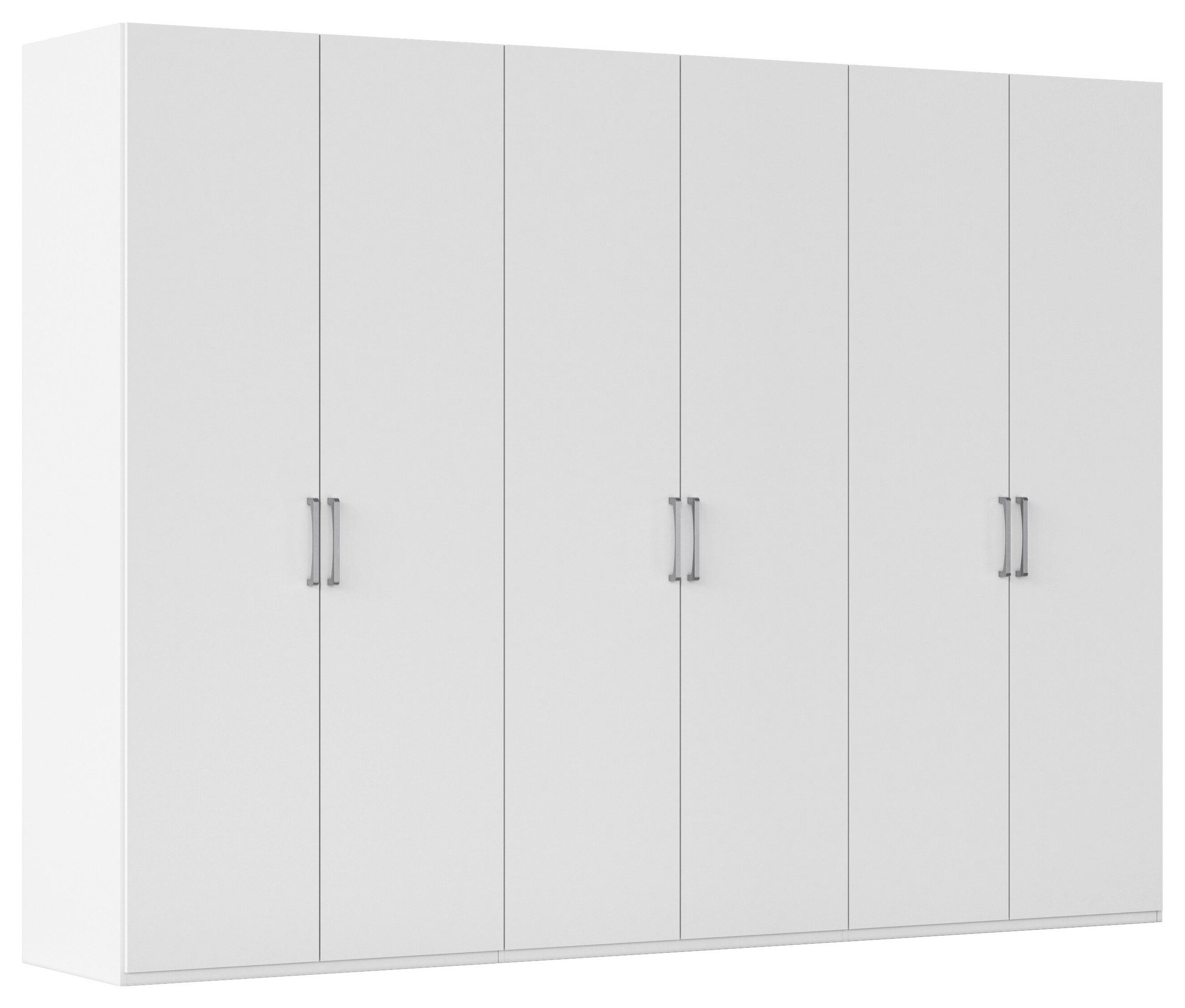 DREHTÜRENSCHRANK 301/223/61 cm,  in Weiß, 6-türig  - Edelstahlfarben/Weiß, Basics, Holzwerkstoff/Metall (301/223/61cm) - Novel