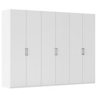 DREHTÜRENSCHRANK 301/223/61 cm,  in Weiß, 6-türig  - Edelstahlfarben/Weiß, Basics, Holzwerkstoff/Metall (301/223/61cm) - Novel