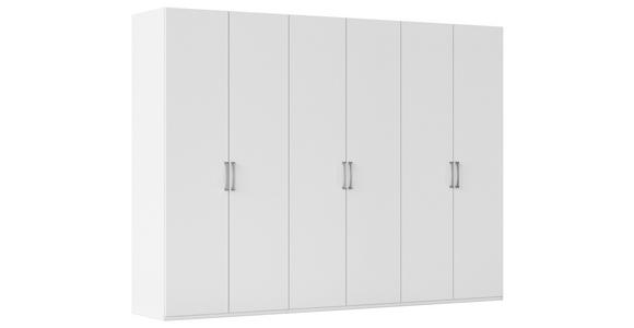 DREHTÜRENSCHRANK 301/235/61 cm,  in Weiß, 6-türig  - Edelstahlfarben/Weiß, Basics, Holzwerkstoff/Metall (301/235/61cm) - Novel