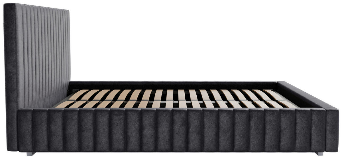 POLSTERBETT Lattenrost, Bettkasten 180/200 cm  in Anthrazit  - Anthrazit/Schwarz, Design, Holz/Kunststoff (180/200cm) - Boxxx
