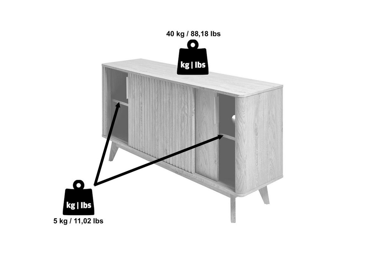SIDEBOARD 148/76/39,8 cm  in Eichefarben  - Eichefarben/Alufarben, Modern, Holzwerkstoff/Metall (148/76/39,8cm) - MID.YOU