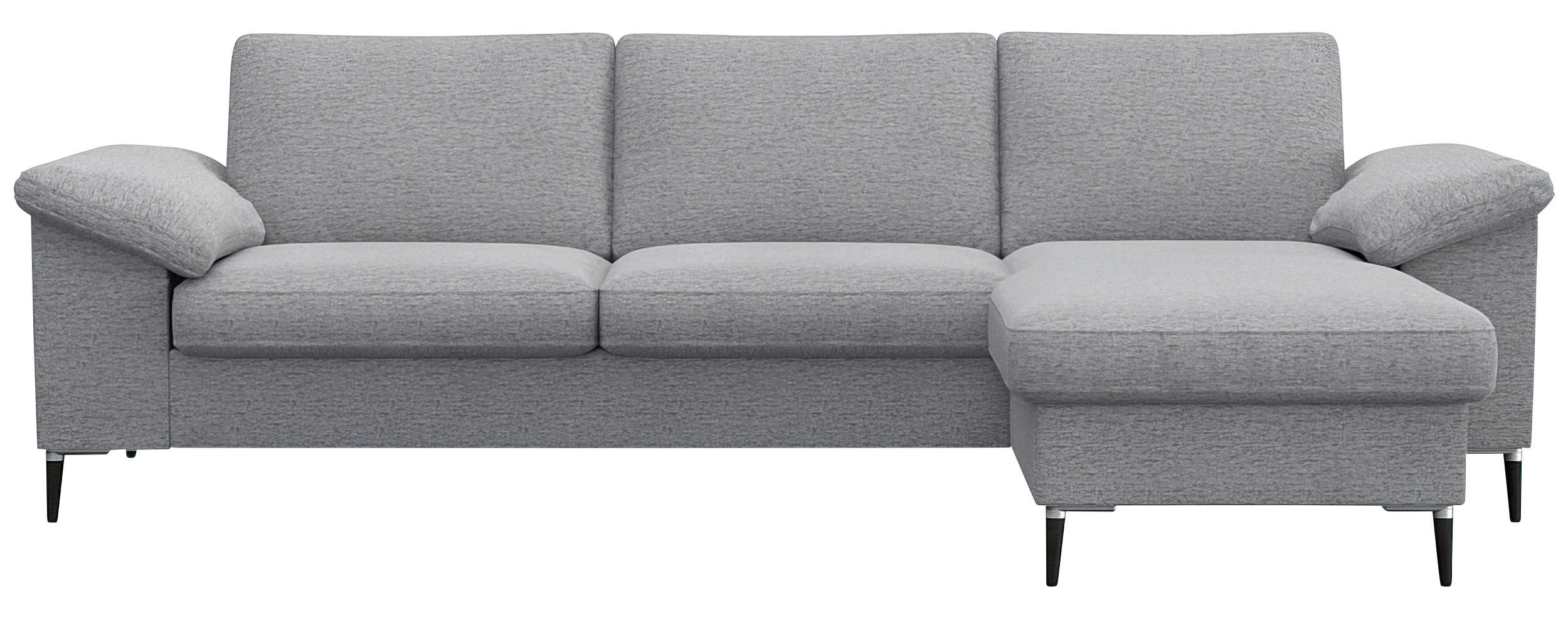 ECKSOFA Hellgrau Flachgewebe  - Hellgrau/Alufarben, Design, Textil/Metall (242/159cm) - Livetastic