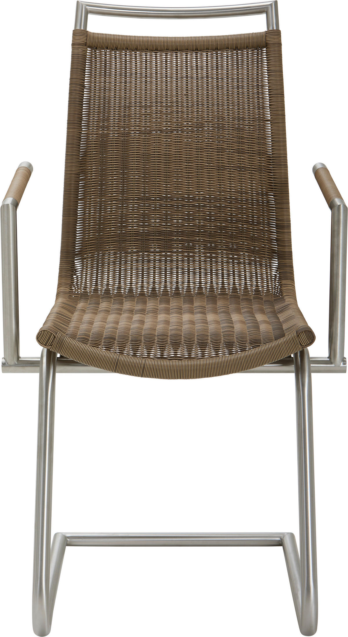 ARMLEHNSTUHL  in Edelstahl, Stahl matt, Struktur  - Hellbraun/Edelstahlfarben, Design, Kunststoff/Metall (53/96/64cm) - Valdera
