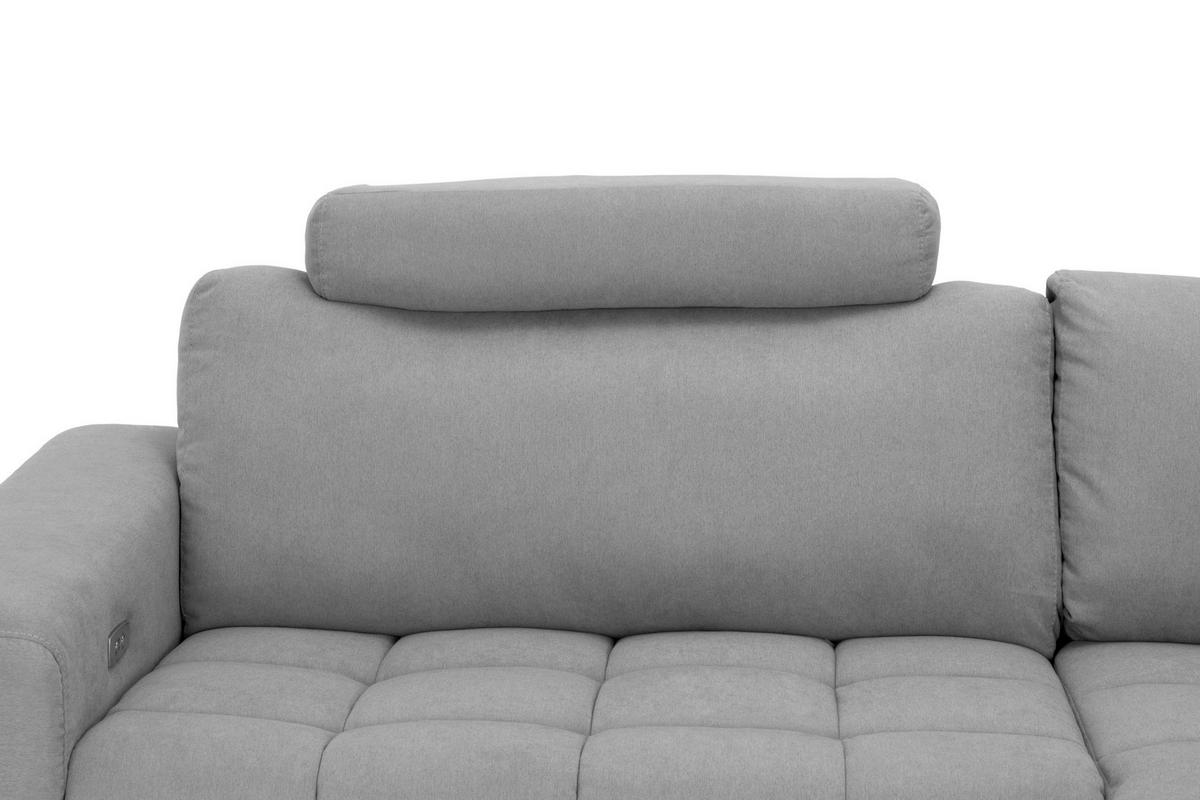 ECKSOFA Hellgrau Mikrofaser  - Silberfarben/Hellgrau, Design, Textil/Metall (242/161cm) - Livetastic