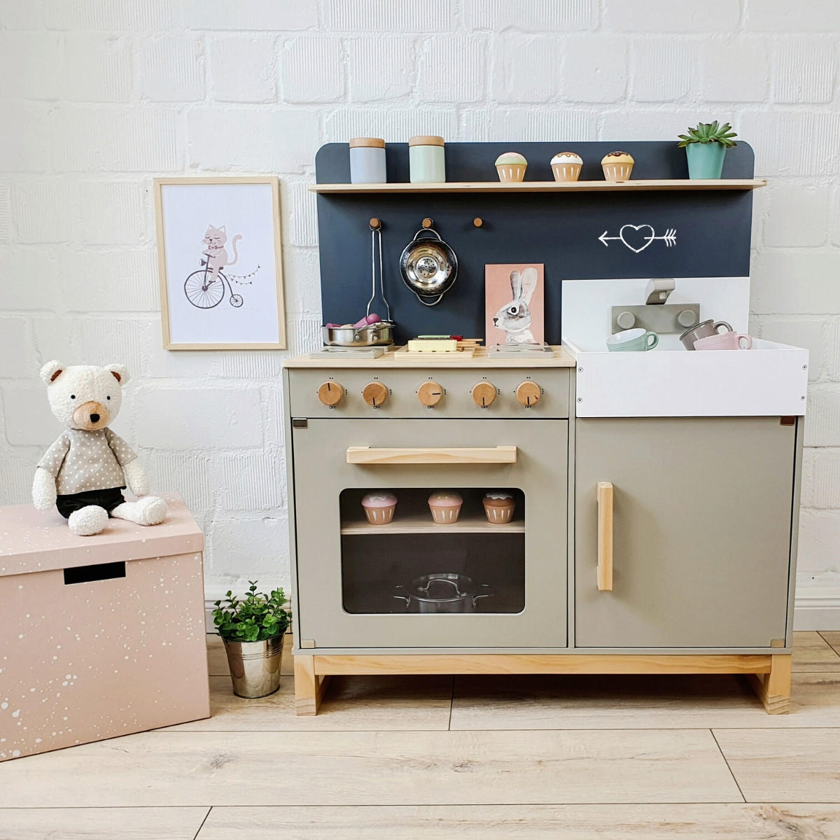 KINDERKÜCHE LINUM - Naturfarben/Grau, Basics, Holz/Holzwerkstoff (76/36/90cm) - MUSTERKIND
