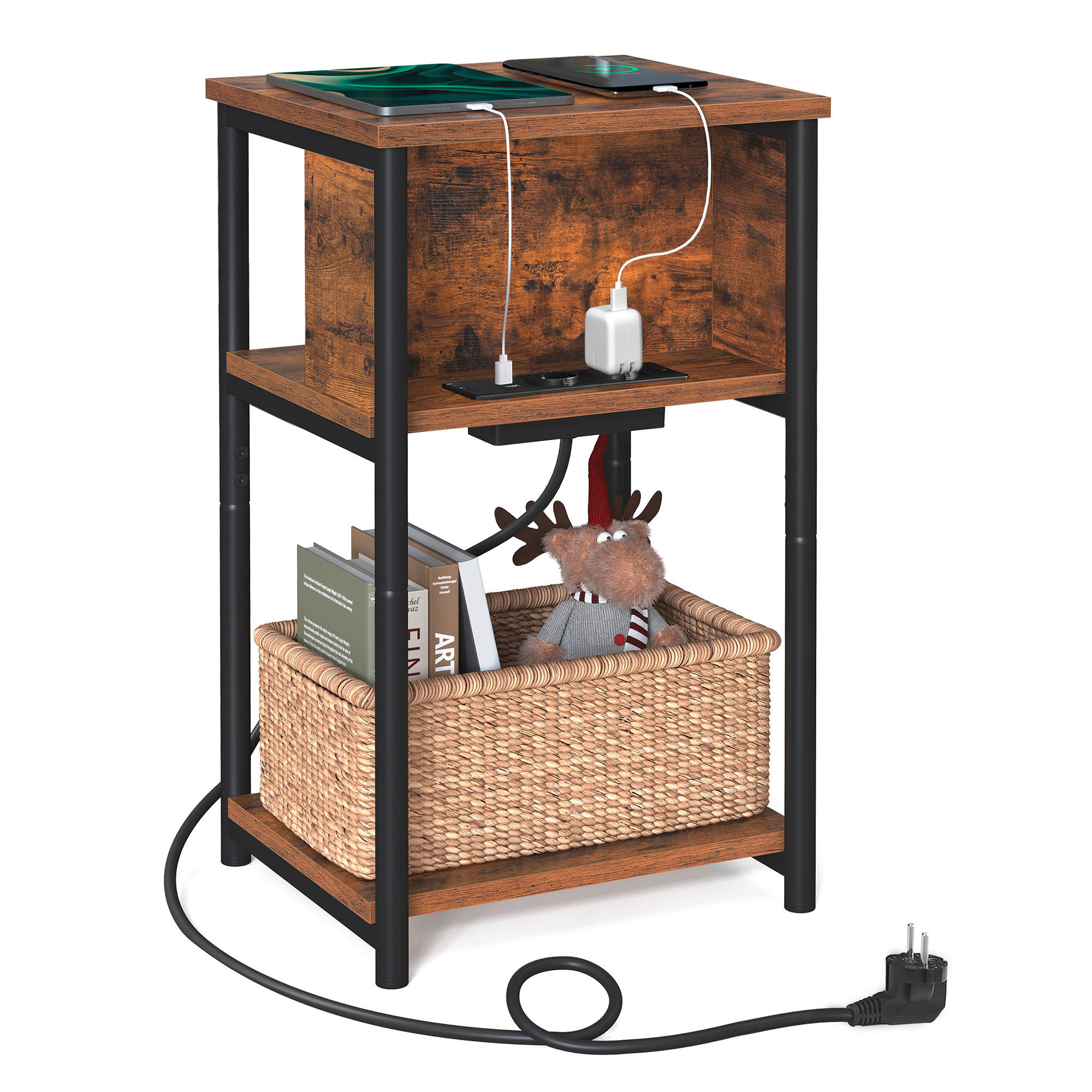 BEISTELLTISCH Braun, Schwarz  - Schwarz/Braun, Trend, Holzwerkstoff/Metall (34/58/30cm) - MID.YOU