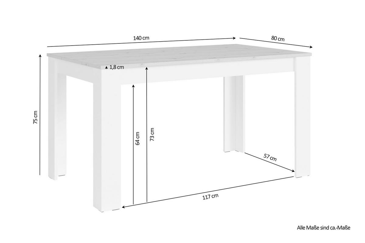 ESSTISCH rechteckig Weiß, Eiche Artisan  - Weiß/Eiche Artisan, LIFESTYLE, Holzwerkstoff (140/75/80cm) - MID.YOU