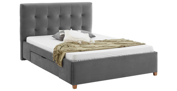 POLSTERBETT Grau 140/200 cm  - Naturfarben/Grau, MODERN, Holz/Textil (140/200cm) - Carryhome