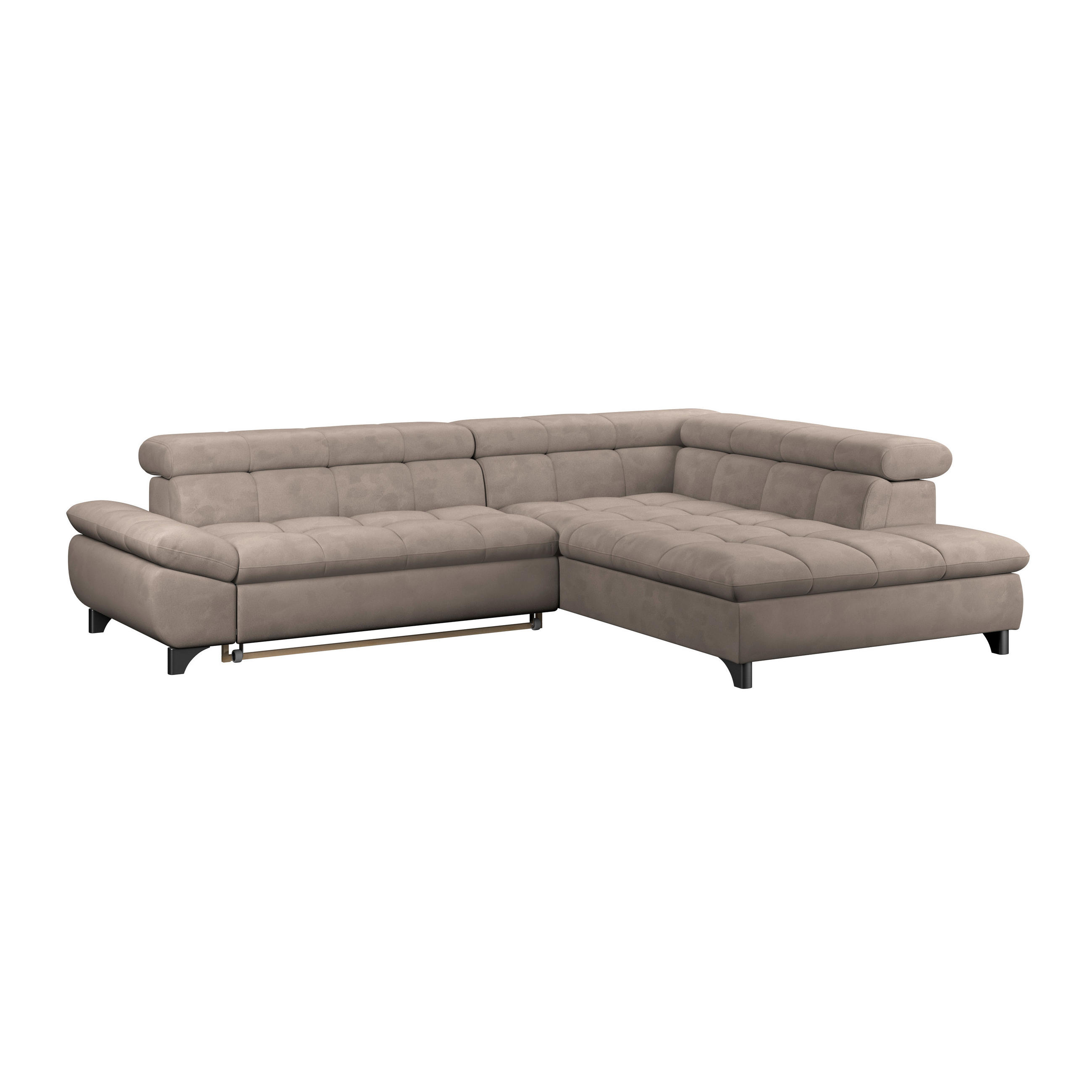 ECKSOFA Beige Chenille  - Chromfarben/Beige, KONVENTIONELL, Textil/Metall (312/234cm) - Livetastic