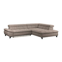 ECKSOFA Beige Chenille  - Chromfarben/Beige, KONVENTIONELL, Textil/Metall (312/234cm) - Livetastic