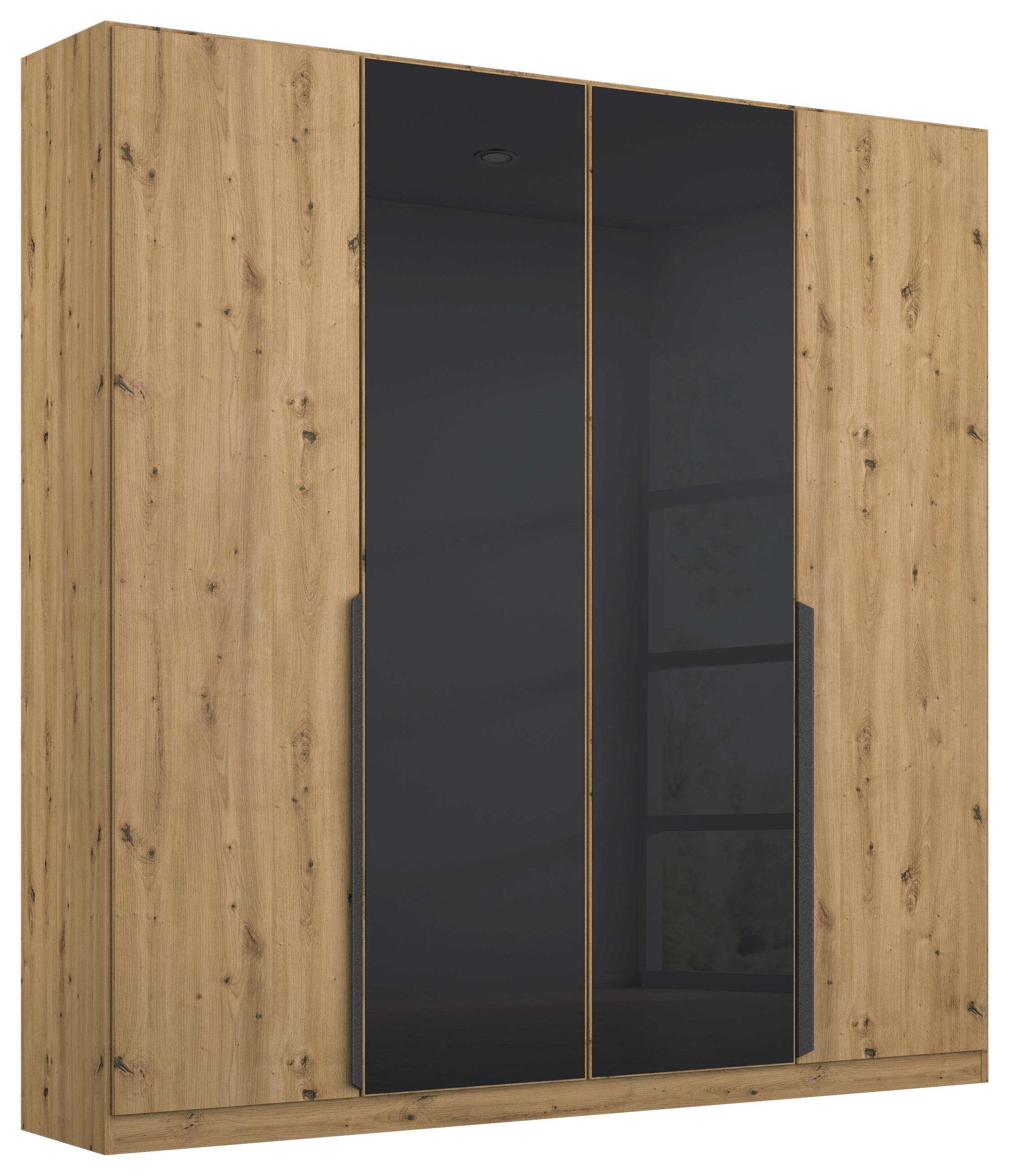 DREHTÜRENSCHRANK 181/210/54 cm,  in Eiche Artisan, Anthrazit, 4 Tür(en)  - Anthrazit/Eiche Artisan, MODERN, Glas/Holzwerkstoff (181/210/54cm) - Rauch Möbel