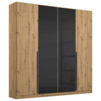 DREHTÜRENSCHRANK 181/210/54 cm,  in Eiche Artisan, Anthrazit, 4 Tür(en)  - Anthrazit/Eiche Artisan, MODERN, Glas/Holzwerkstoff (181/210/54cm) - Rauch Möbel