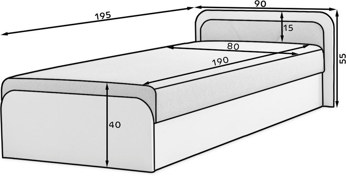 BETT 80/190 cm  in Grau   - Hellgrau/Schwarz, Modern, Holz/Kunststoff (80/190cm) - MID.YOU