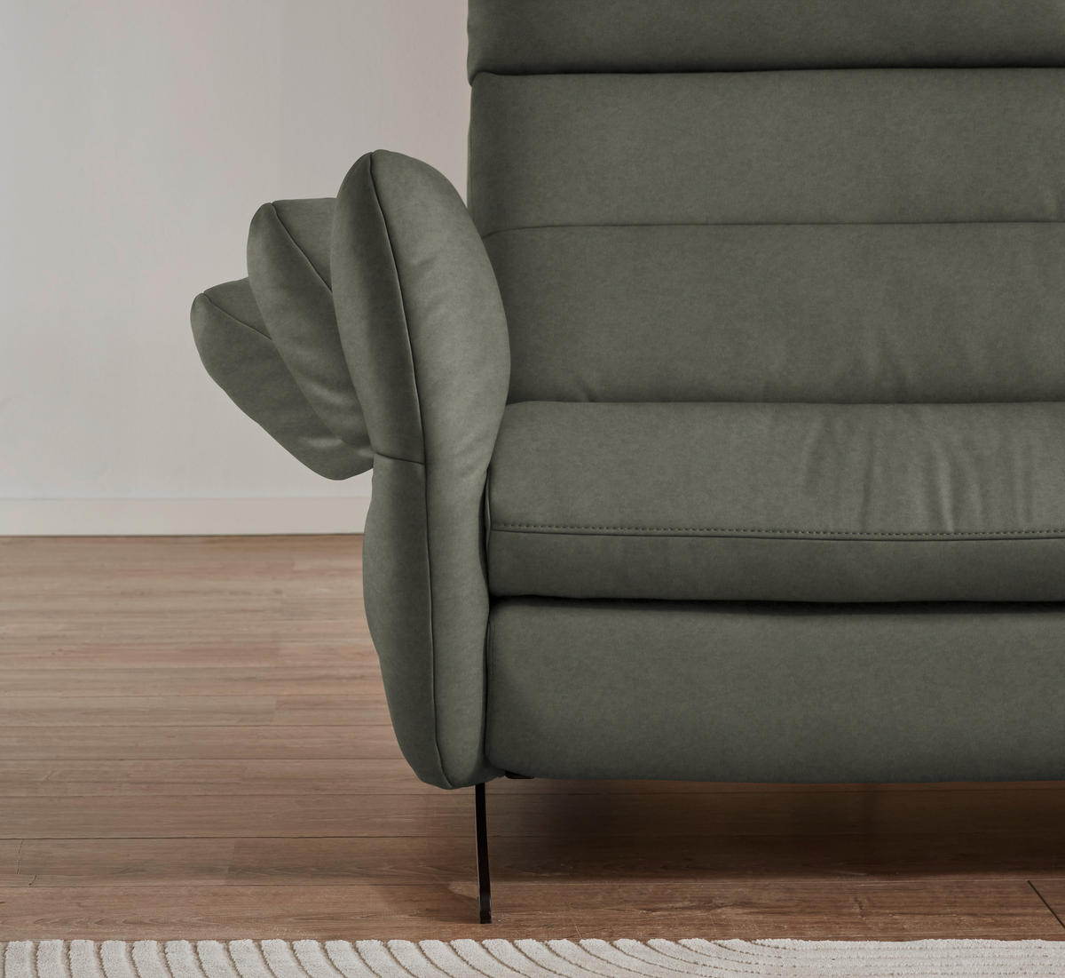 ECKSOFA in Echtleder Grau  - Schwarz/Grau, Design, Leder/Metall (300/157cm) - Dieter Knoll
