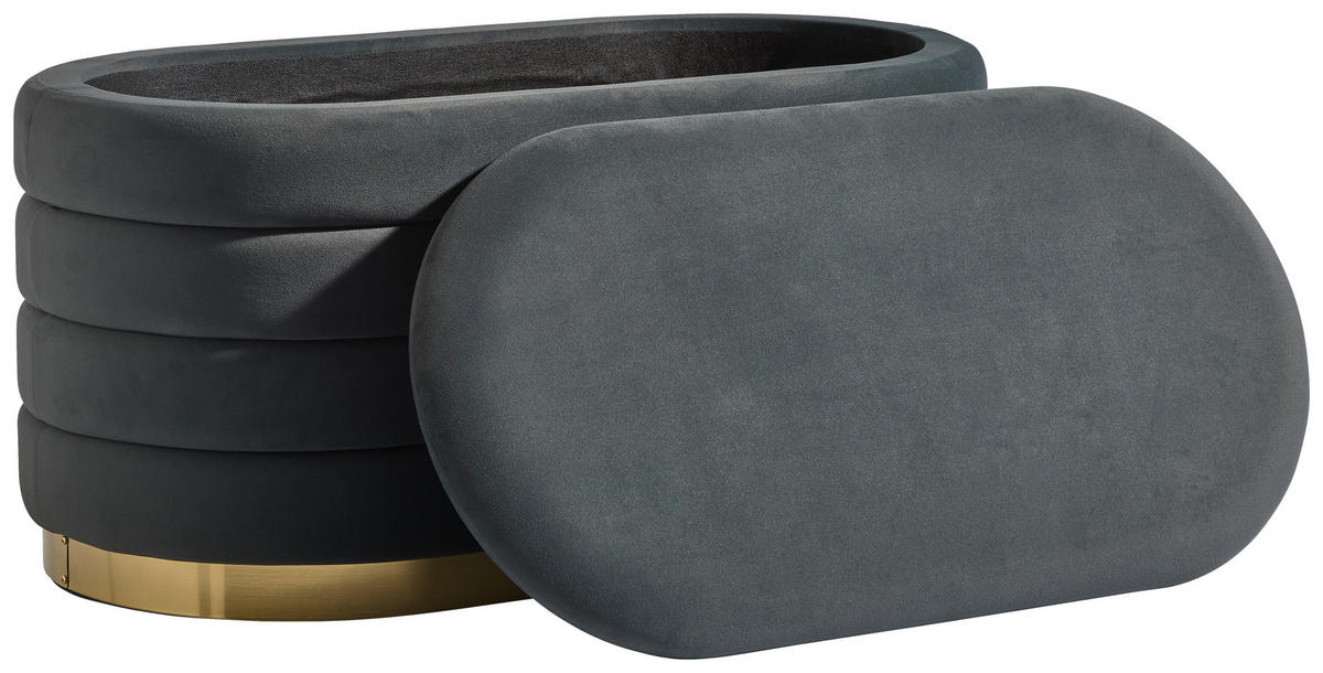 HOCKER in Metall, Textil, Holzwerkstoff Dunkelgrau  - Dunkelgrau/Schwarz, Design, Holzwerkstoff/Textil (80/42/42cm) - MID.YOU