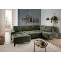 WOHNLANDSCHAFT SANO Dunkelgrün Chenille  - Dunkelgrün/Schwarz, MODERN, Textil/Metall (200/337/180cm) - Livetastic