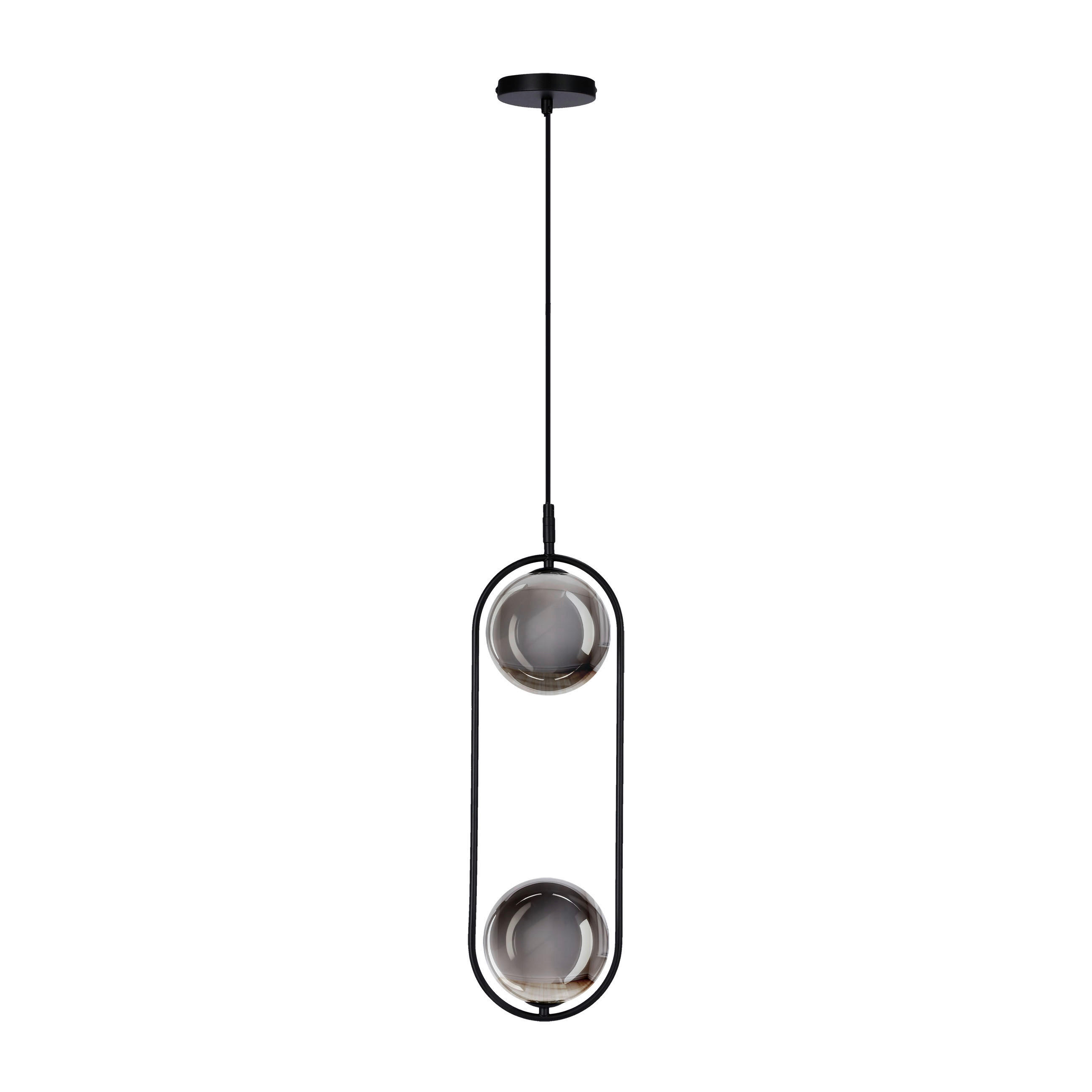 PENDELLEUCHTE 18.5/14/140 cm  - Graphitfarben/Schwarz, Design, Metall (18.5/14/140cm)