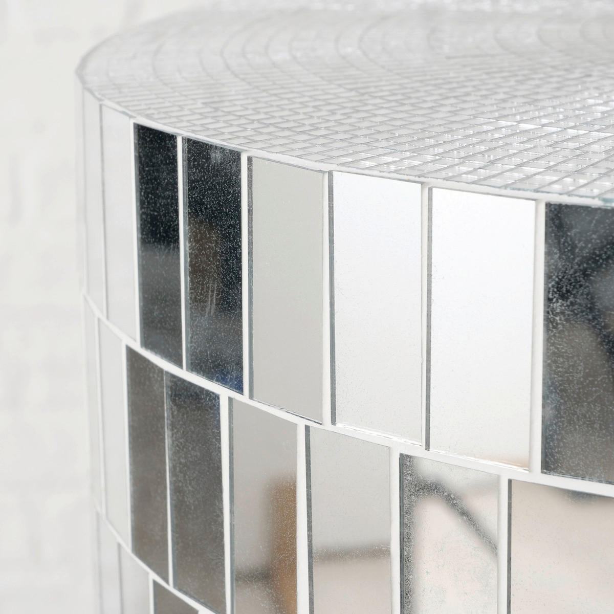 KISASZTAL műanyag, Üveg, kő 38/38/45 cm  - ezüstszínű, Basics, műanyag/kő (38/38/45cm)