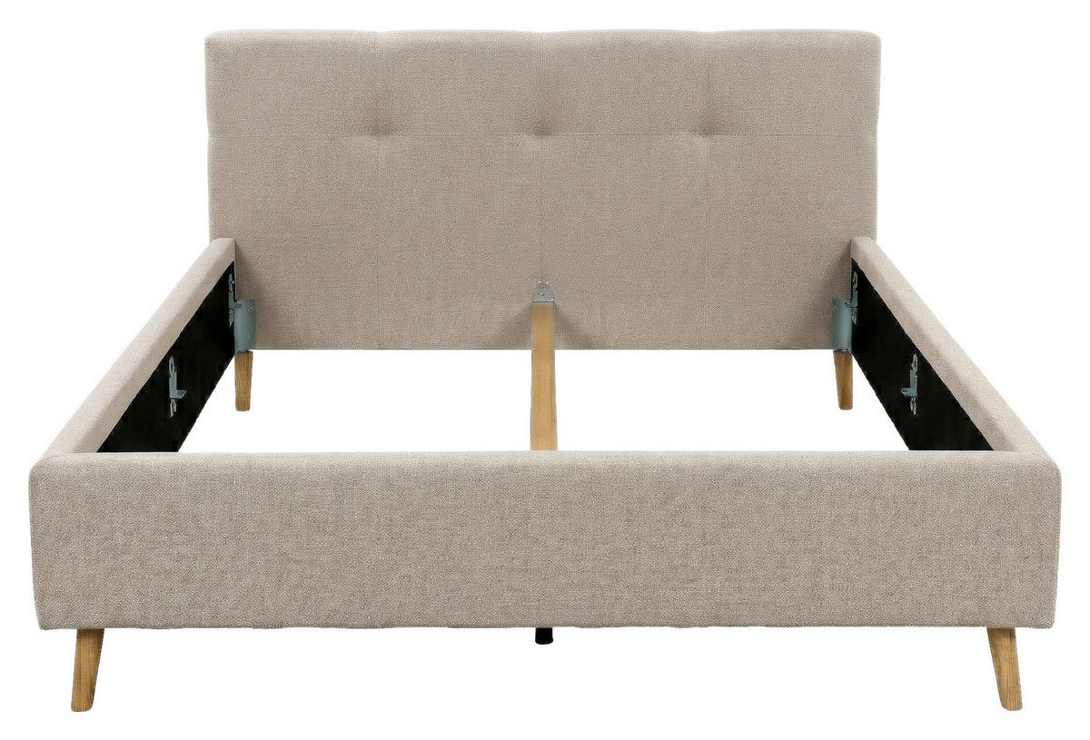 POLSTERBETT 200/200 cm,  in Beige,  - Eichefarben/Beige, MODERN, Holz/Textil (200/200cm) - MID.YOU