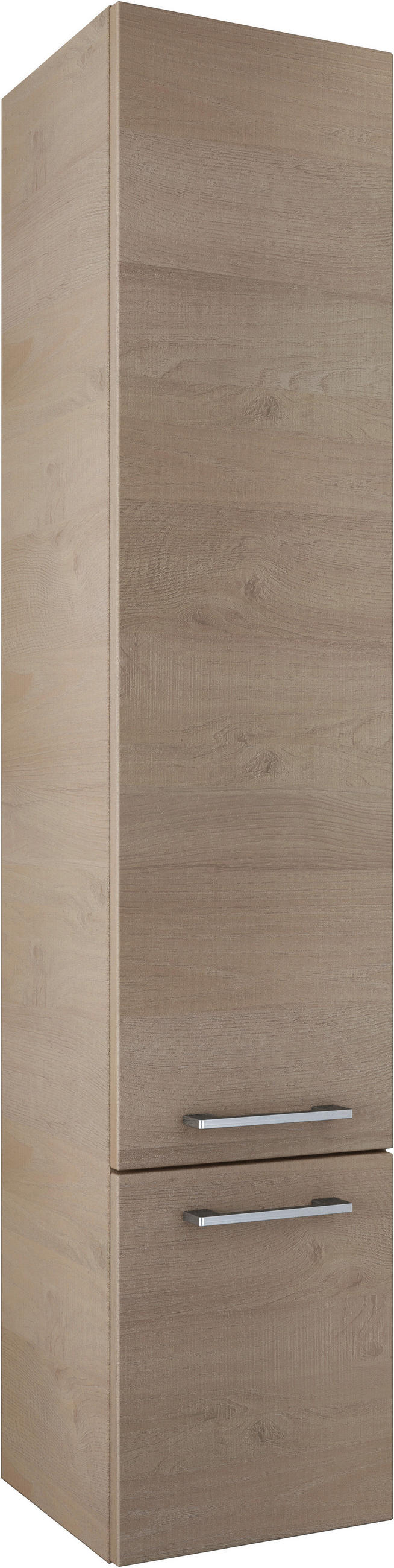 HOCHSCHRANK 35/168/35 cm  - Chromfarben/Hellbraun, Basics, Glas/Holzwerkstoff (35/168/35cm)