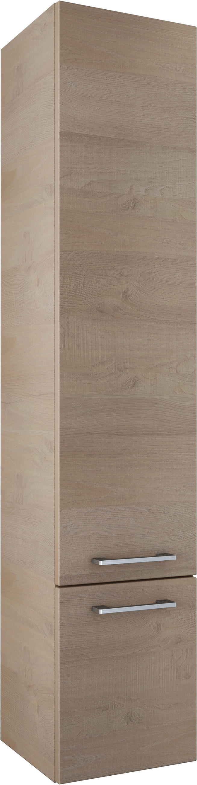HOCHSCHRANK 35/168/35 cm  - Chromfarben/Hellbraun, Basics, Glas/Holzwerkstoff (35/168/35cm)