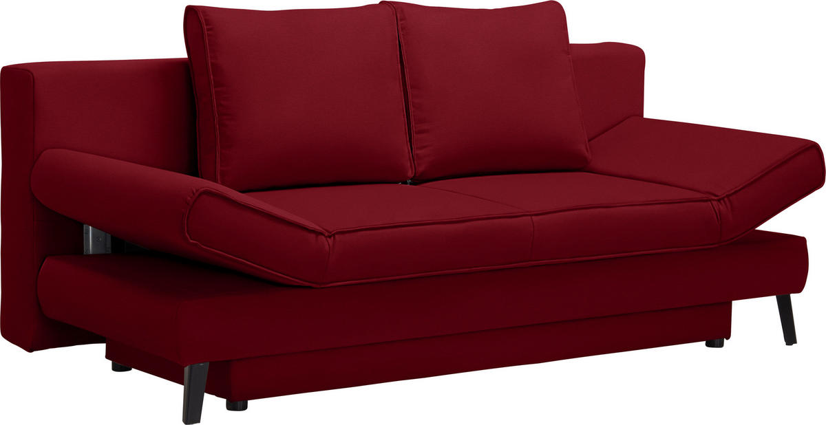 SCHLAFSOFA in Dunkelrot  - Schwarz/Dunkelrot, Design, Textil/Metall (200/85/90cm) - Xora