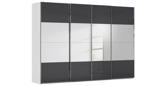 SCHWEBETÜRENSCHRANK  in Schwarz, Seidengrau  - Chromfarben/Seidengrau, Design, Glas/Holzwerkstoff (316/235/68cm) - Novel