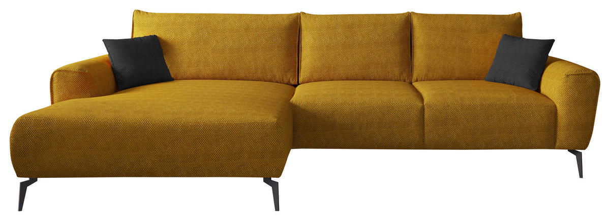 ECKSOFA in Webstoff Gelb  - Gelb/Schwarz, Design, Textil/Metall (170/272cm) - Welnova