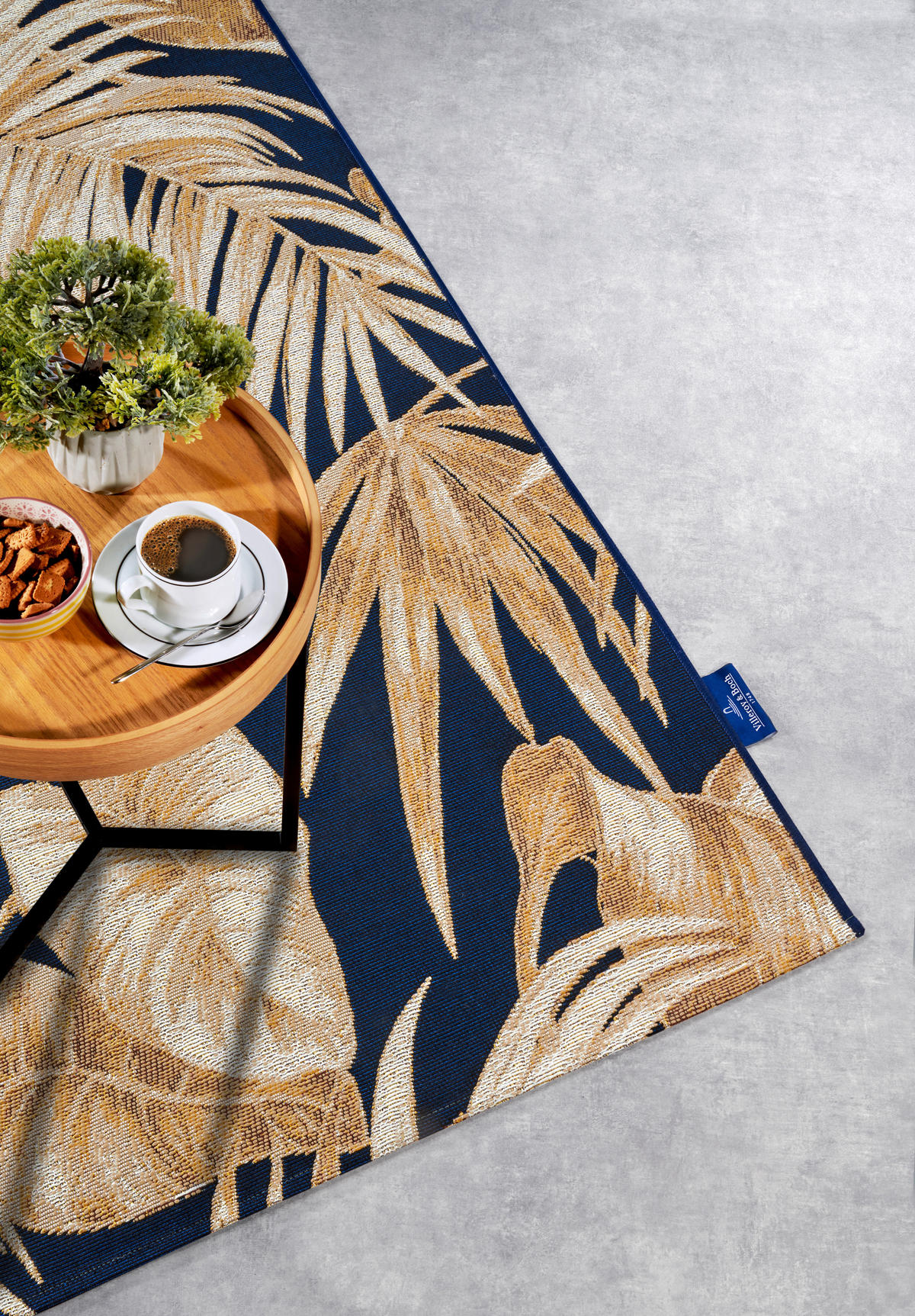 OUTDOORTEPPICH  für Terrasse und Balkon 160/235 cm Kollektion 1767 Goldfarben, Dunkelblau  - Goldfarben/Dunkelblau, Design, Kunststoff (160/235cm) - Villeroy & Boch