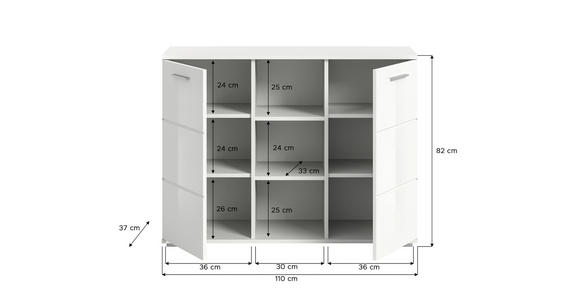 KOMMODE 110/83/37 cm  - Weiß Hochglanz, Design, Holzwerkstoff/Kunststoff (110/83/37cm) - Xora