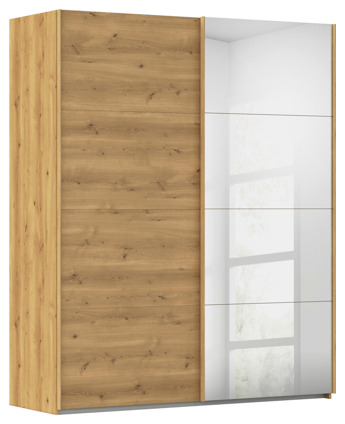 SCHWEBETÜRENSCHRANK 181/223/68 cm 2-türig Eichefarben  - Eichefarben, Design, Glas/Holzwerkstoff (181/223/68cm) - Novel